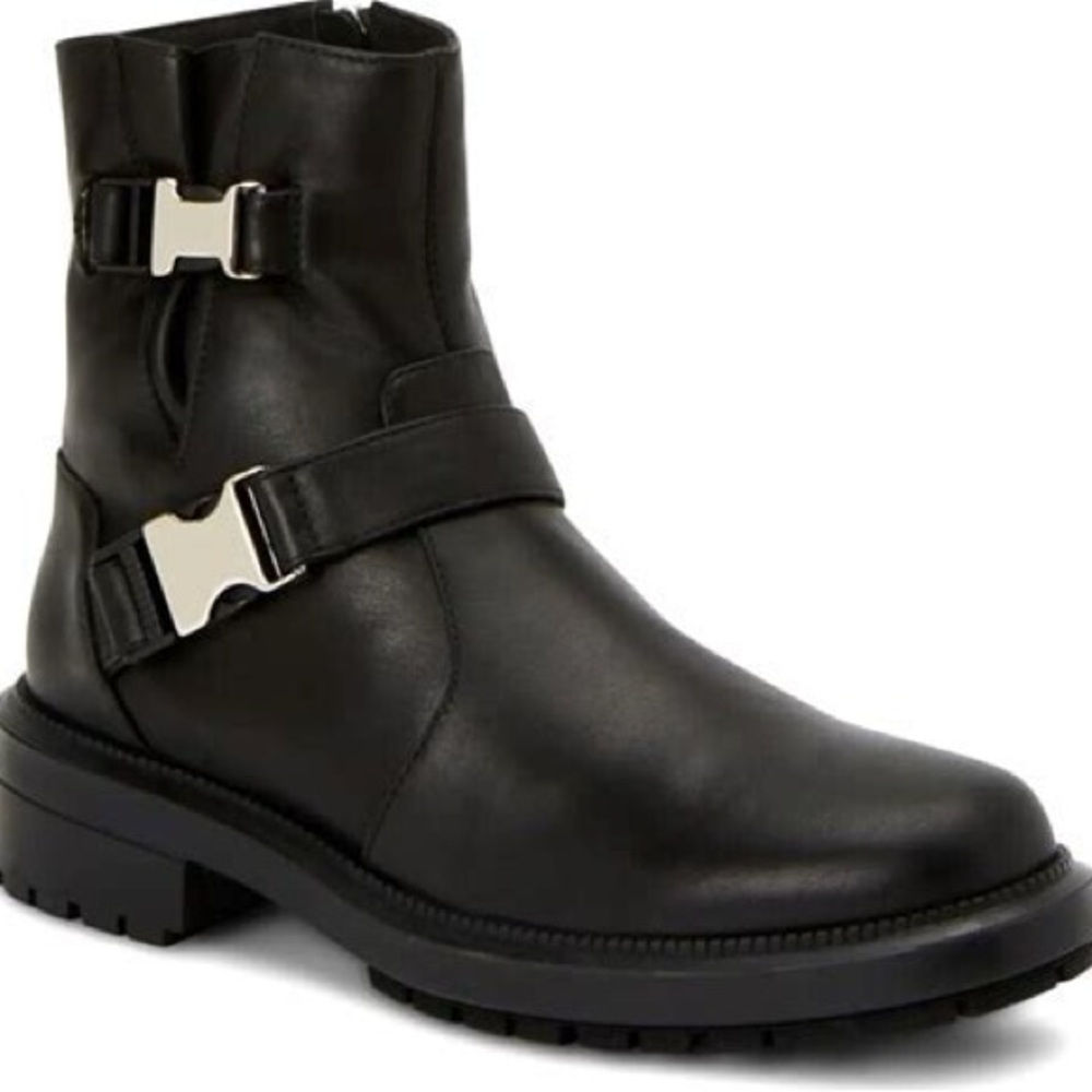 Aquatalia Made in Italy Lillie Moto Black Leather Boot - sz 9.5